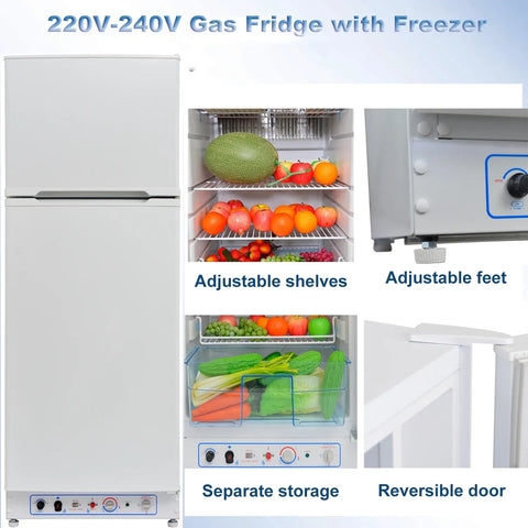 9.4 Cu ft 64 in*H Propane Refrigerator AC 110V Freezer Large Capacity Frigde Camper Motorhome