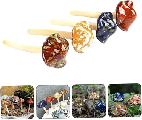 Ceramic Mushrooms Figurine Set of 4