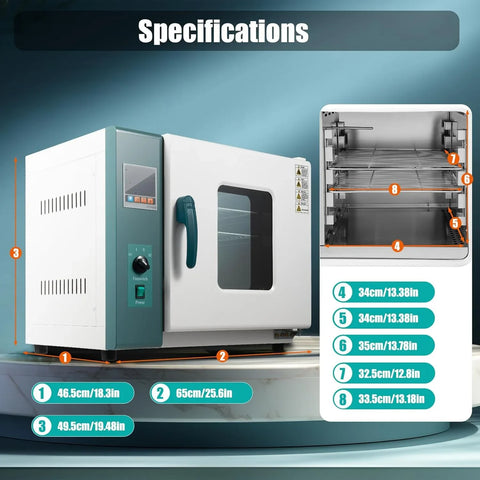 110V 1000W Horizontal Electric Blast Drying Oven 45L/12Gal Lab Forced Air Convection Drying Oven with Intelligent Temperature Controller for Industrial, Schools, Research Institutes
