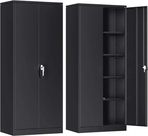 Atripark Metal Storage Cabinet with Lock, 72" Lockable Garage Tool Cabinet with Doors