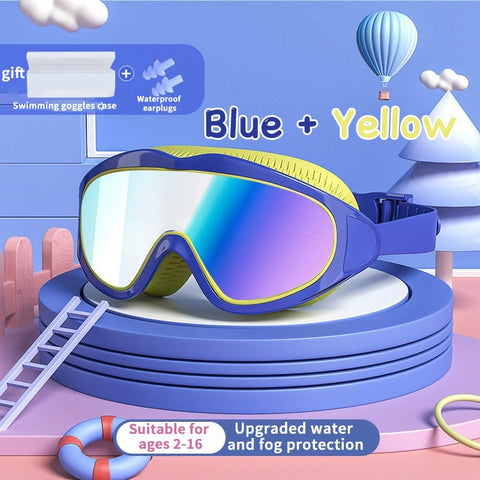 HD Children's Large Frame Waterproof and Anti-fog Swimming Goggles