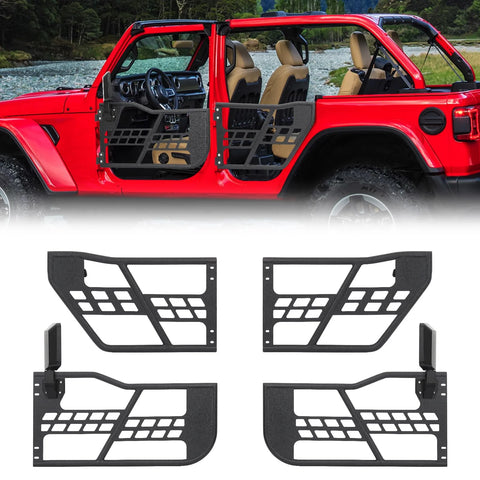 Off Road Safari Tubular Doors Compatible with 2018-2023 Wrangler JL 4 Door �� Set of 4 Fat Tube Half Doors for Adventure