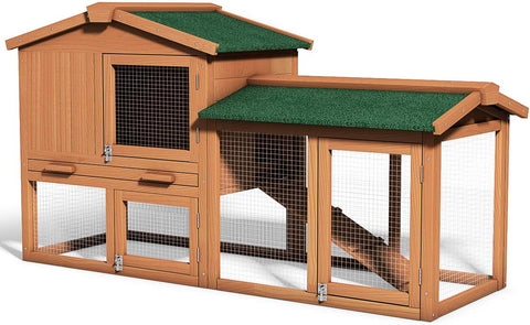 Large chicken coop, wooden hen house, outdoor backyard rabbit cage with ventilation door, detachable tray and slope, chicken nesting box (58 inches) (58 inches long x 21 inches wide x 34 inches high)
