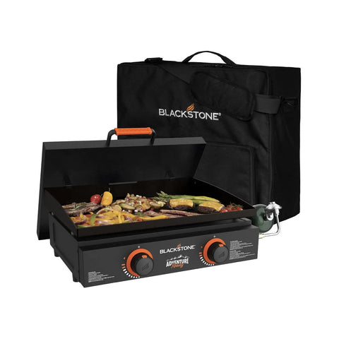 Blackstone Adventure Ready 22锟芥�锟斤拷 Propane Griddle Gift Bundle, Black 锟斤拷 Includes Griddle, Hardcover, Carry Bag, 24,000 BTU Burners, Rear Grease System