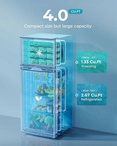 EUHOMY 3.2 Cu.Ft Mini Fridge with Freezer �� 2-Door Compact Refrigerator for Bedroom, Dorm, Office or Apartment, Silver