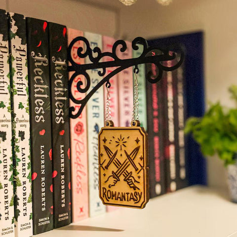 Book Nook Tavern Signs Genre Shelf Labels with Hanging Brackets