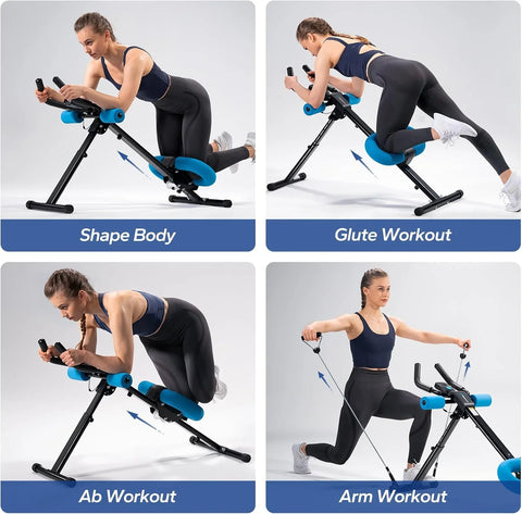 Ab Workout Equipment, Adjustable Ab Trainer Machine for Abs Workout at Home Gym, Foldable, Knee Protection, Abdominal Trainer for Stomach Workout