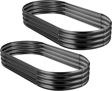 2Pcs Galvanized Raised Garden Bed Kit, 10×4×1ft Galvanized Planter Raised Garden Boxes Outdoor, Oval Large Metal Raised Garden Beds for Vegetables…………