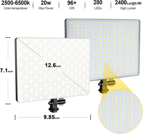 D50 LED Video Light Panel Lights 15.4", 2 Packs 45W 3000K-8000K Bi-Color Dimmable Photography Lighting, CRI 96+ Videography Lighting for Video Shooting/Gaming/Live Stream/Studio/Film