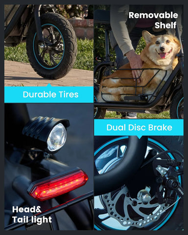 Electric Scooter with Large Basket, 550W Motor