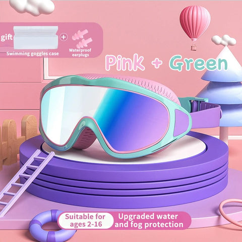 HD Children's Large Frame Waterproof and Anti-fog Swimming Goggles