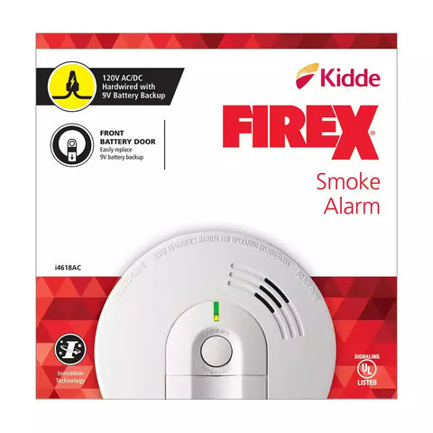 Pack Hardwired Smoke Alarm with Ionization Sensor, 120V AC, 9V Battery Backup