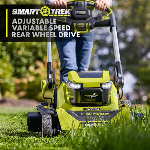 Ryobi 40V HP Brushless 21-in Self-Propelled AWD Lawn Mower �� Whisper Series �� Includes (2) 6.0Ah Batteries and Charger
