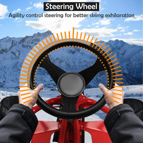 Snow Racer Sled, Ski Sled Slider Board with Twin Brakes