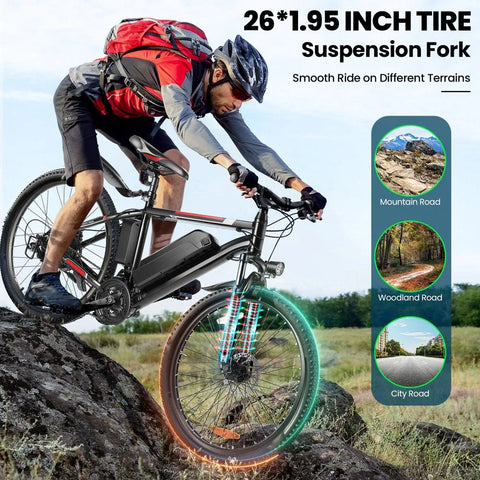 500W Electric Bike 26" Electric Bicycle for Adults with Cruise Control System Ebike