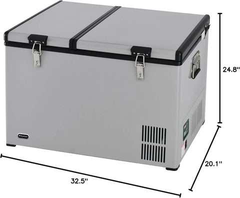 FM-65G 65 Quart Portable Refrigerator and Deep, AC 110V/ DC 12V, Real Chest Freezer for Car, Home, Camping, and RV with-8掳F to 50掳F Temperature Range, Gray, One Size