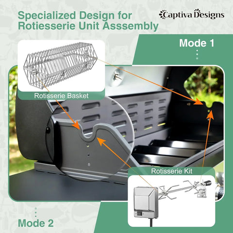 Burner Propane Gas BBQ Grill with Side Burner & Porcelain-Enameled Cast Iron Grates, 42,000 BTU Output Stainless Steel Grill for Outdoor Cooking Kitchen and Patio Backyard Barbecue-Captiva