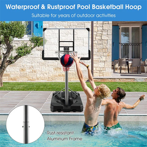 Portable Outdoor Basketball Hoop 64����-79���� Adjustable Poolside Basketball Goal System with 44" Backboard Wheeled Fillable Base