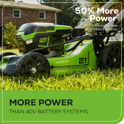 60V 21锟斤拷 Cordless (Self-Propelled) Lawn Mower , 2 x 4.0Ah Batteries and Dual Port Rapid Charger