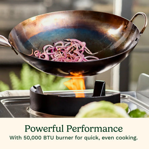Cuisinart 锟斤拷 Outdoor Wok Station, 50,000 BTU Propane Outdoor Wok Burner w Prep Table, 14锟芥�锟斤拷 Carbon Steel Wok for Stir Fry, Searing, BBQ 锟斤拷 Black