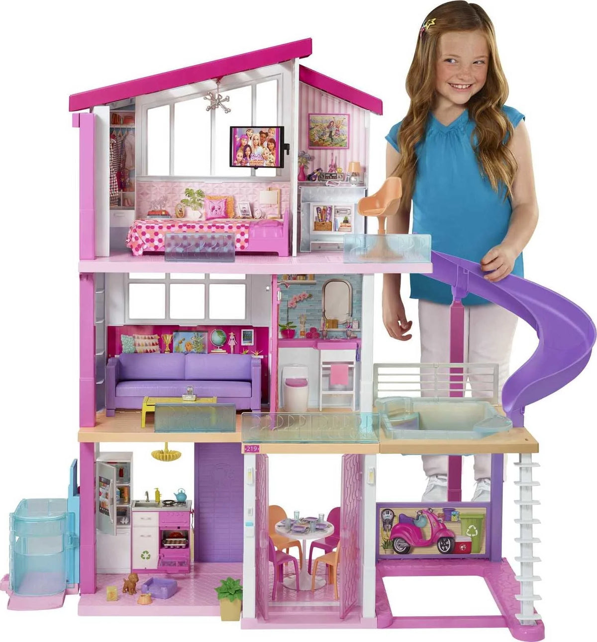 Barbie DreamHouse Dollhouse with Elevator, Pool, Lights & 70+ Accessories 锟斤拷 3-Story Playset