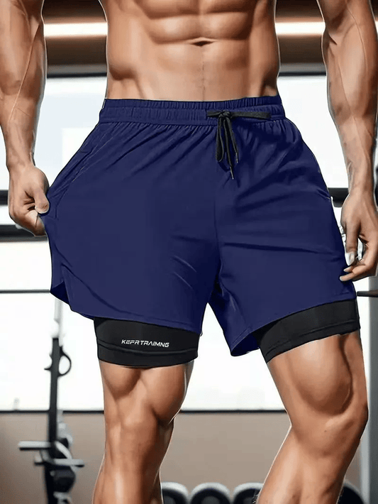 Men's Shorts Casual Men 2 in 1 Compression Fitness Beach Bottoms Quick Dry Training Jogging Short Pants