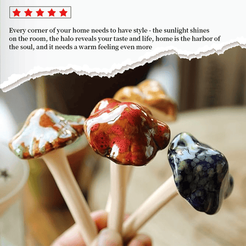 Ceramic Mushrooms Figurine Set of 4