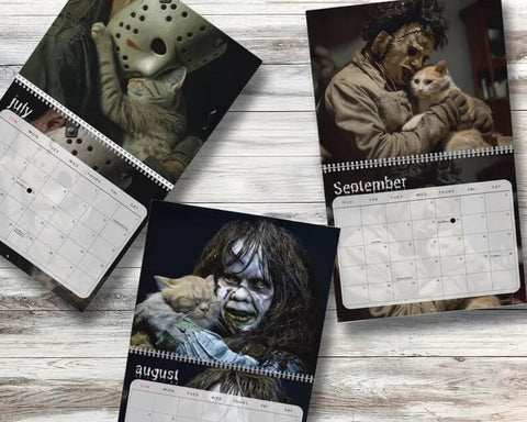2026 Halloween Horror Movie and Cats Wall Calendar