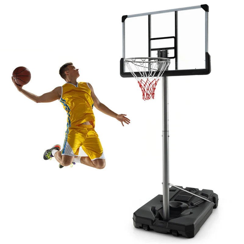 Portable Outdoor Basketball Hoop 64����-79���� Adjustable Poolside Basketball Goal System with 44" Backboard Wheeled Fillable Base