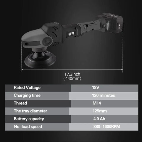 18V Cordless Car Polisher, 15mm Orbit 2000-4800 OPM Portable Buffer Polisher with 7 Variable Speed 2Pcs 4.0Ah Battery, 6 Sponge Pads,2 Wool Pad, Tool Bag for Car Polishing, Waxing