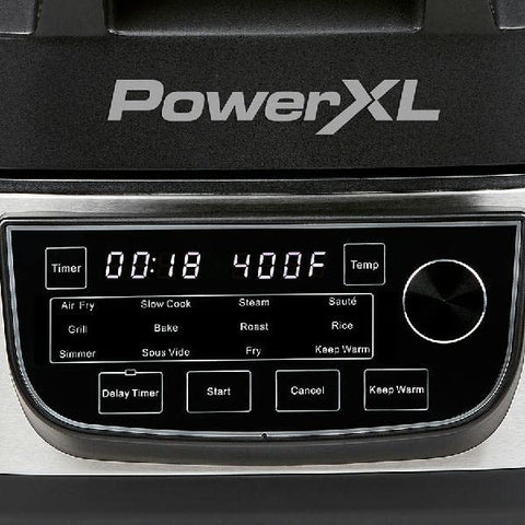PowerXL Grill Air Fryer Combo Plus 6 QT 12 in 1 Indoor Slow Cooker, Roast, Bake, 1550 Watts, Stainless Steel Finish : Home & Kitchen