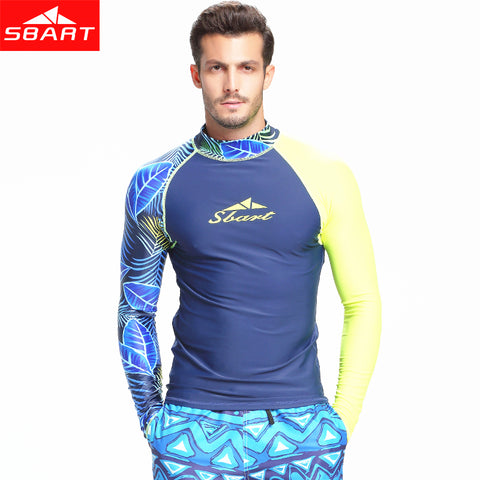 SBART 3XL Men Surfing Rash Guard Long Sleeve UV Protection Swim Surfing Diving Shirt