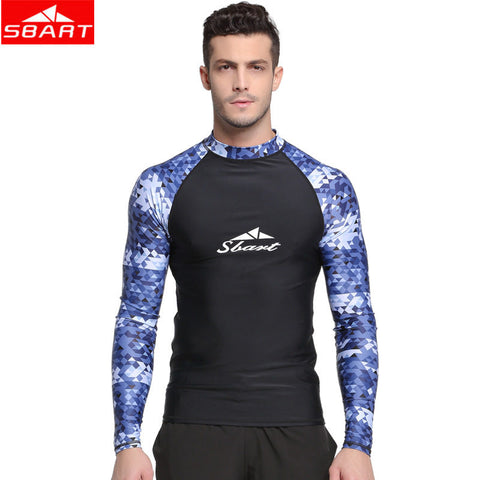 SBART Quick Drying Mens Rash Guard Surf T-shirt Long Sleeve Beach Swimwear