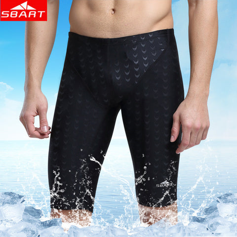 SBART Swim Jammers Swimwear Men Plus 5XL Sharkskin Swimming Trunk for Bathing