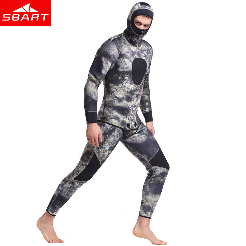 Men's Wetsuit 5MM Neoprene Hooded Wetsuit Winter Warm Super Stretch Adult 2  Piece Split Full Body Diving Suit Snorkeling Surf Camouflage Professional  Fishing Hunting Suit,Black,3XL : : Sports & Outdoors
