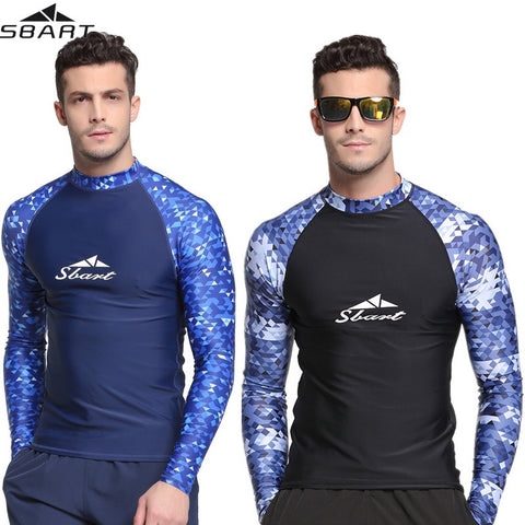 SBART Quick Drying Mens Rash Guard Surf T-shirt Long Sleeve Beach Swimwear