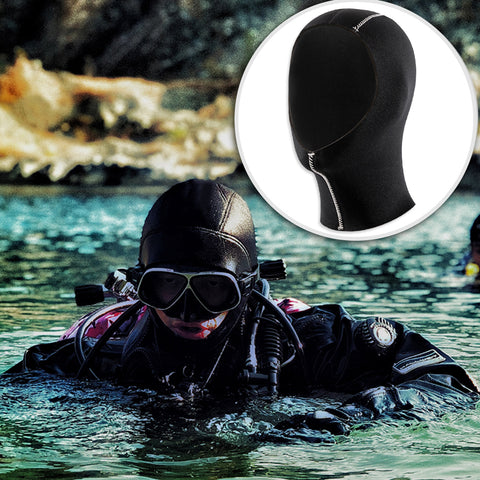 3/5mm Unisex Swim Cap Neoprene Scuba Diving Hood with Shoulder Snorkeling Equipment