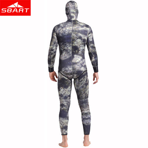 SBART Camo 5mm Men Neoprene Wetsuits Underwater Warm Hooded Spearfishing Wetsuit