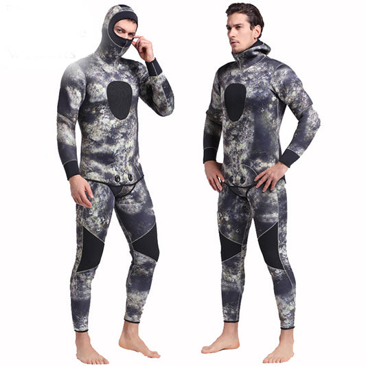 SBART Camo 5mm Men Neoprene Wetsuits Underwater Warm Hooded Spearfishing Wetsuit